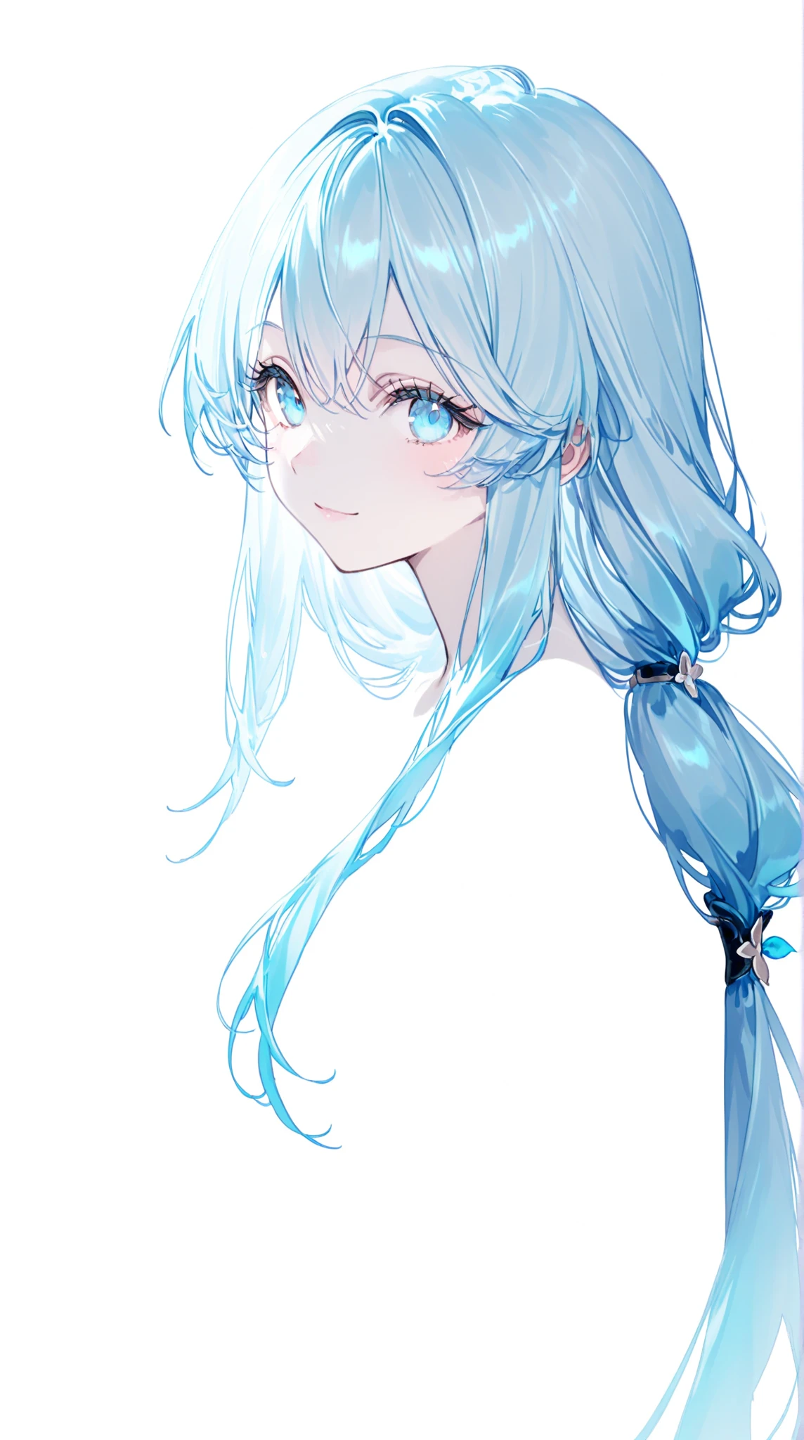 Blue ocean、beuaty girl，Play and play，white  clothes，up-close，Color saturation，Realistic details