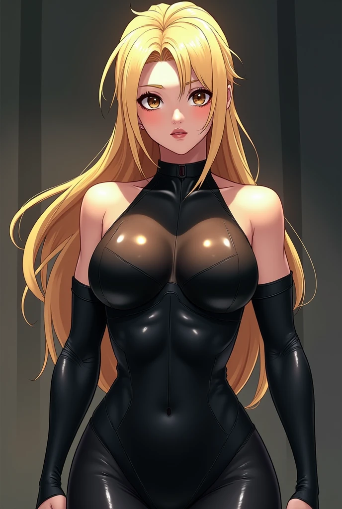 anime girl, beautiful detailed long blonde hair in twin tails, dark purple detailed eyes, big breasts in a skintight pilot suit, photorealistic, 8k, best quality, extremely detailed, hyperrealistic, volumetric lighting, cinematic, dramatic lighting, intricate details, dynamic composition, realistic skin texture