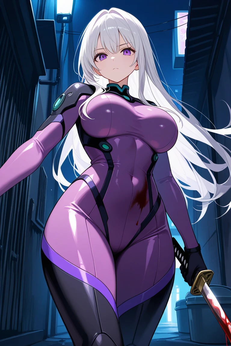 (Standing Split , fantasy armor, ultra huge breasts, slender, cameltoe, ), ( cybernetic laboratory background, ), (looking at viewer), (expressionless serious face, ), ( restraint , ), recent, (kirigiri kyoko), 