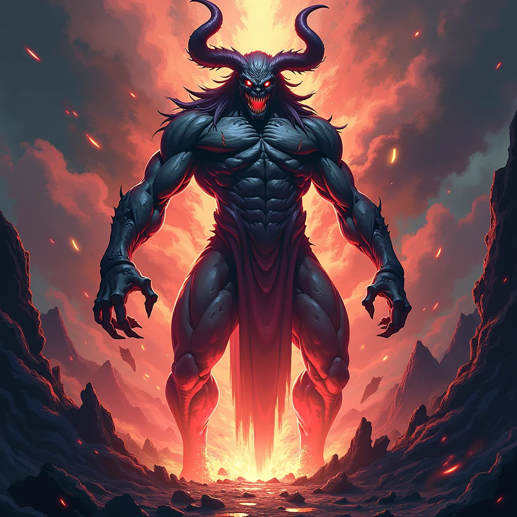 score_9, score_8_up, score_7_up, score_6_up, score_5_up, score_4_up, 
bovid, caprine, black goat, mammal, anthro, incubus, demonic, goat headed, goat faced, goat mouth, goat muzzle, Satanic, Satanic majesty, Satanic supremacy, great horned goat, naked, veiny muscled body, is leading an army of powerful muscular demons, veiny black penis, 

