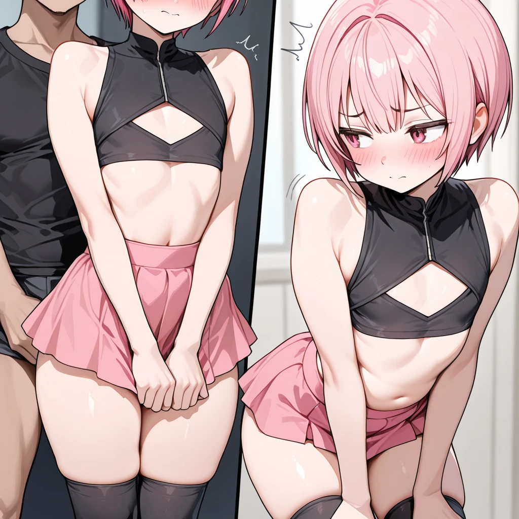 Young girl with pink hair, long twin-tail hairstyle, small bushy eyebrows, dressed in gothic ta clothing, loli(Zankuro) drawing style by zankuro artist, Zancrow style, image uploaded to R34, walking in the mall, smile flirtatious, suddenly having sex in public, ((doggy style sex)), ((sex in alley full of homeless people)) naked ass in male crotch, old man riding her with a desperate face and grabbing her hips, (( half-closed eyes , red cheeks and clenched teeth, drooling )) hands on the belly. penis deeply inside her