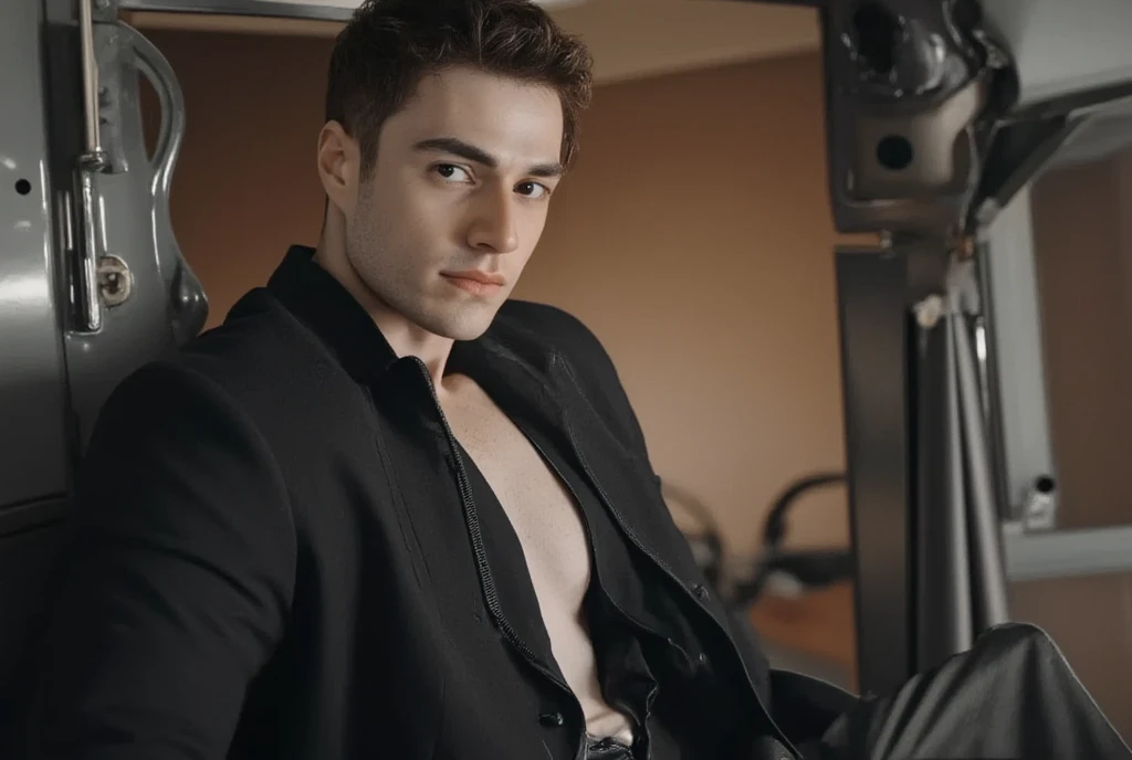 constantine_the_great,resurrected,30s, mature, man,heir of a world-class luxury resort group,lion-like eyes,soft hair,sincere and earnest,gentle and kind,yet firm and unforgiving when necessary,luxurious and elegant interior design of a hotel suite, modern classical