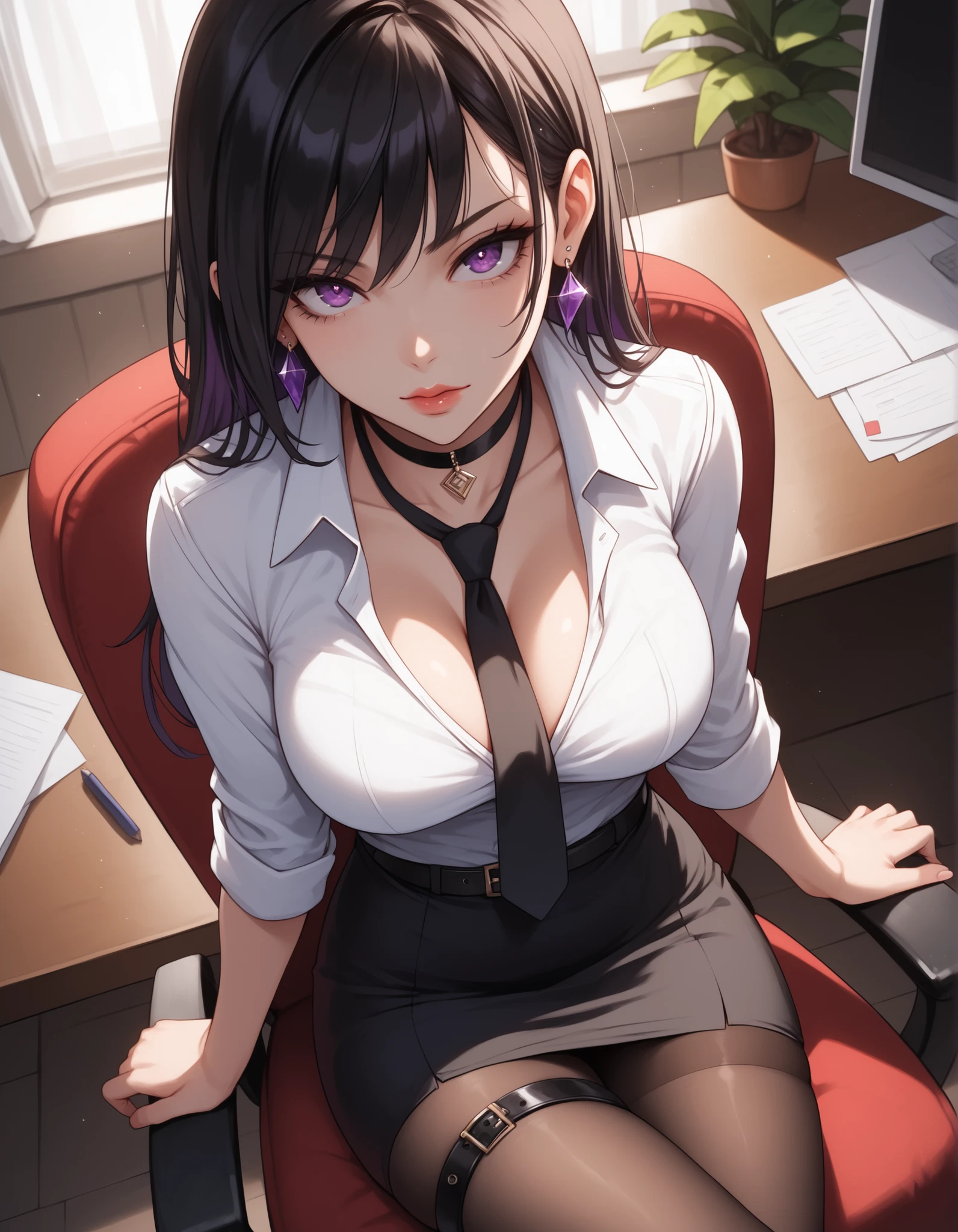((1girl, solo)), Irisviel von Einzbern, beautiful body, (perfect anatomy, perfect body, perfect hands, perfect legs), natural proportions, sexy body, large breasts, sitting, crossed legs BREAK
((extremely detailed face)), (red eyes:1.5), glasses, (beautiful detailed eyes:1.6), (realistic pupils, realistic iris:1), expressive eyes, looking at viewer, (clear eyes:1.3), (hyperrealistic:1.2), (detailed skin texture:1.2), smooth skin, (silver hair:1.5), long hair, (detailed lips:1.2), (attractive lips:1.1), (glossy lips:1.1), smile, perfect face, perfect eyes BREAK
red shirt, dress shirt, white skirt, miniskirt, black thighhighs BREAK
(masterpiece:1.5), anime-style, top quality, best quality, (beautiful and aesthetic:1.2), (ultra detail:1.5), Ultra-detailed depiction, Ultra-precise depiction, extremely detailed 8k illustration, high resolution, (highly detailed shading:1.2), (realistic lighting:1.4), perfect lighting, vibrant colors, dynamic tones, striking hues, 8k, absurd resolution, perfect shadows, hdr, UHD, ambient lighting, realistic, ultra-realistic, photo realistic, highly detailed, rich detail, luminous colors, fine texture, intricate design, professional illustration, (soft light:1.2), (illustration:0.7)