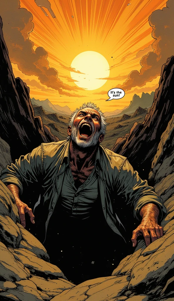 Scary facial expression, open mouth, screaming,