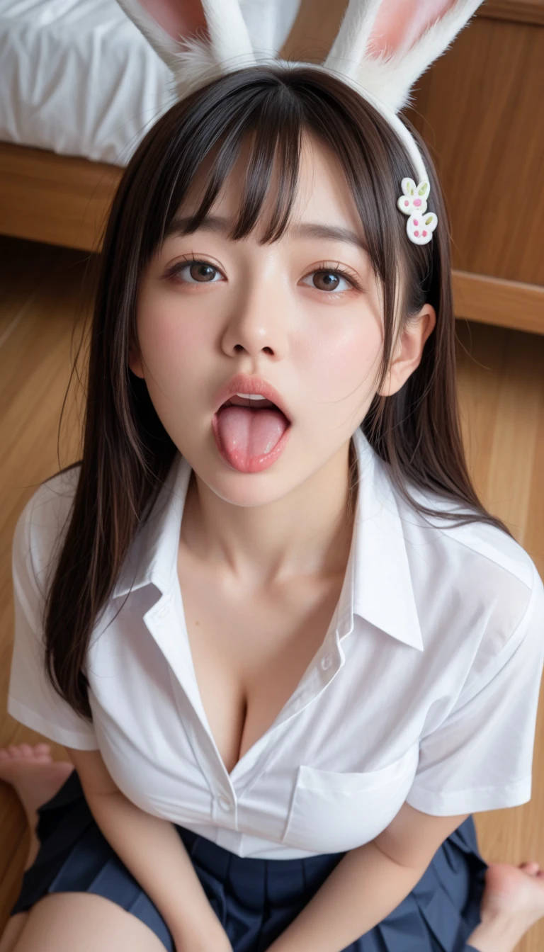 8K, RAW portrait of ,​masterpiece、Photorealsitic:1.photos realistic, 超A high resolution, Best Quality, Real life photography ,( At night :1.1),
(2 girls:1.3), (((Two girls showing off their nipples in the bedroom late at night:1.3)))、(kawaii faces:1.4)、Two very cute Japanese girls,((Japanese high school  girl))、((Realistic Schoolgirl))、((School uniform、Cardigan、Plaid pleated skirt、a bow tie))、 Long hair,,Slender body,、inside in room、((small tits:1.3))、((tiny chest:1.3))、
((large beautiful detailed eyes))、eyeshadows、 ((dark-brown eyes:1.5))、(Authentic skin texture:1.3)、(Immersive atmosphere:1.05、Chiaroscuro:1.3) 、(looking at viewert)、Looking at the camera、Look at viewers、((embarrassed from:1.5))、(A smile:0.85)、((Reddened cheeks:1.3))、((Ceiling from below:1.2))、(Body facing the camera:1.5)、(Open Shirt:1.1)、((Nipples sticking out of shirt,,))、((Show bust top))、((Close-up of bust:1.5))、(((small tits)))、(((tiny chest)))