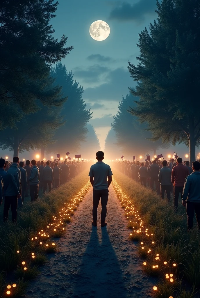 Create a hyper-realistic 8K image of a person standing at a crossroads ...