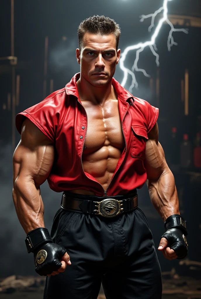 realista:1.3,( fotorrealista, 8K, Fotos RAW, Qualidade premium, Obra-prima, epic lighting. de perto, Imagem centralizada), (primeiro plano),((1 homem bonito, self-confident and well-formed muscles, Post-apocalyptic, guerreiro, Rosto e corpo perfeitamente detalhados, (primeiro plano), cena chuvosa, poor lighting due to rain, rosto e corpo molhados da chuva,lightning lighting, dynamic pose, cabelo lindo e detalhado, Roupas de couro))