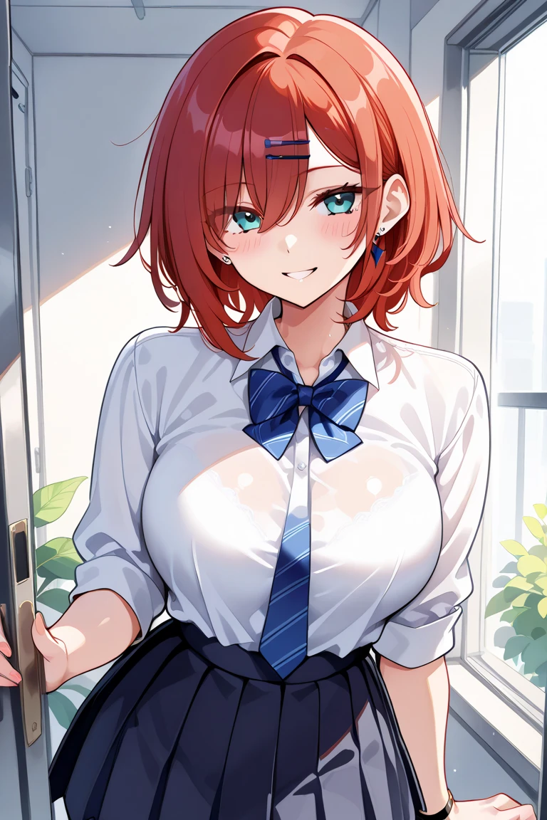 best quality, masterpiece, solo, 1girl, looking at viewer, red hair,, <lora:harunomanji-10:1>