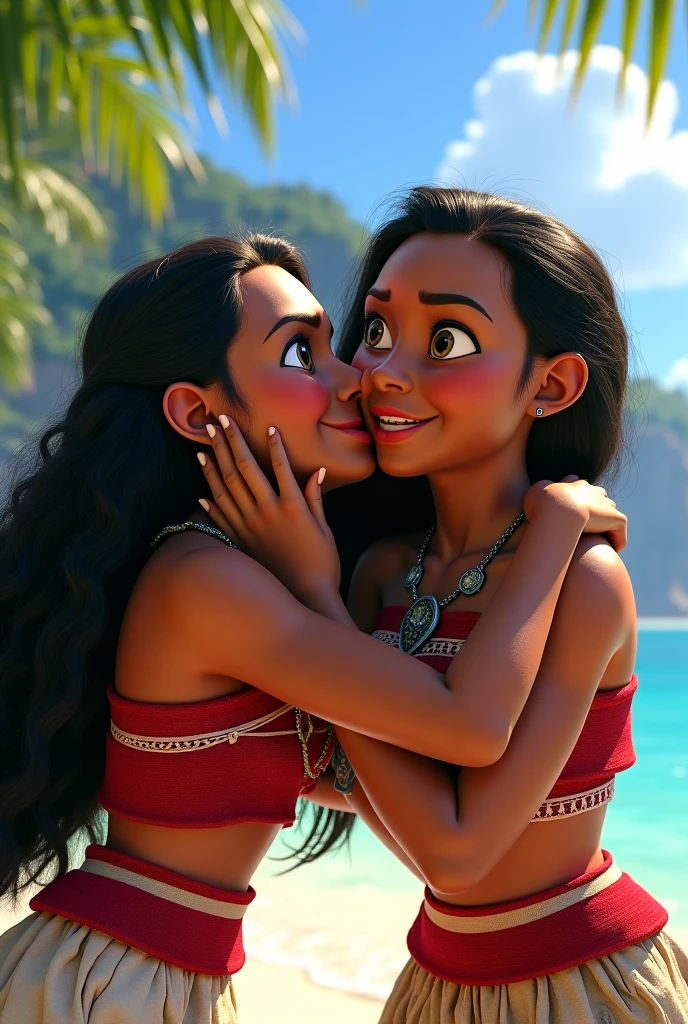 mulher pele morena beijando a filha pele morena junto com homem cor branca com barba, todos dentro da piscina disney pixar, alta qualidade, melhor qualidade