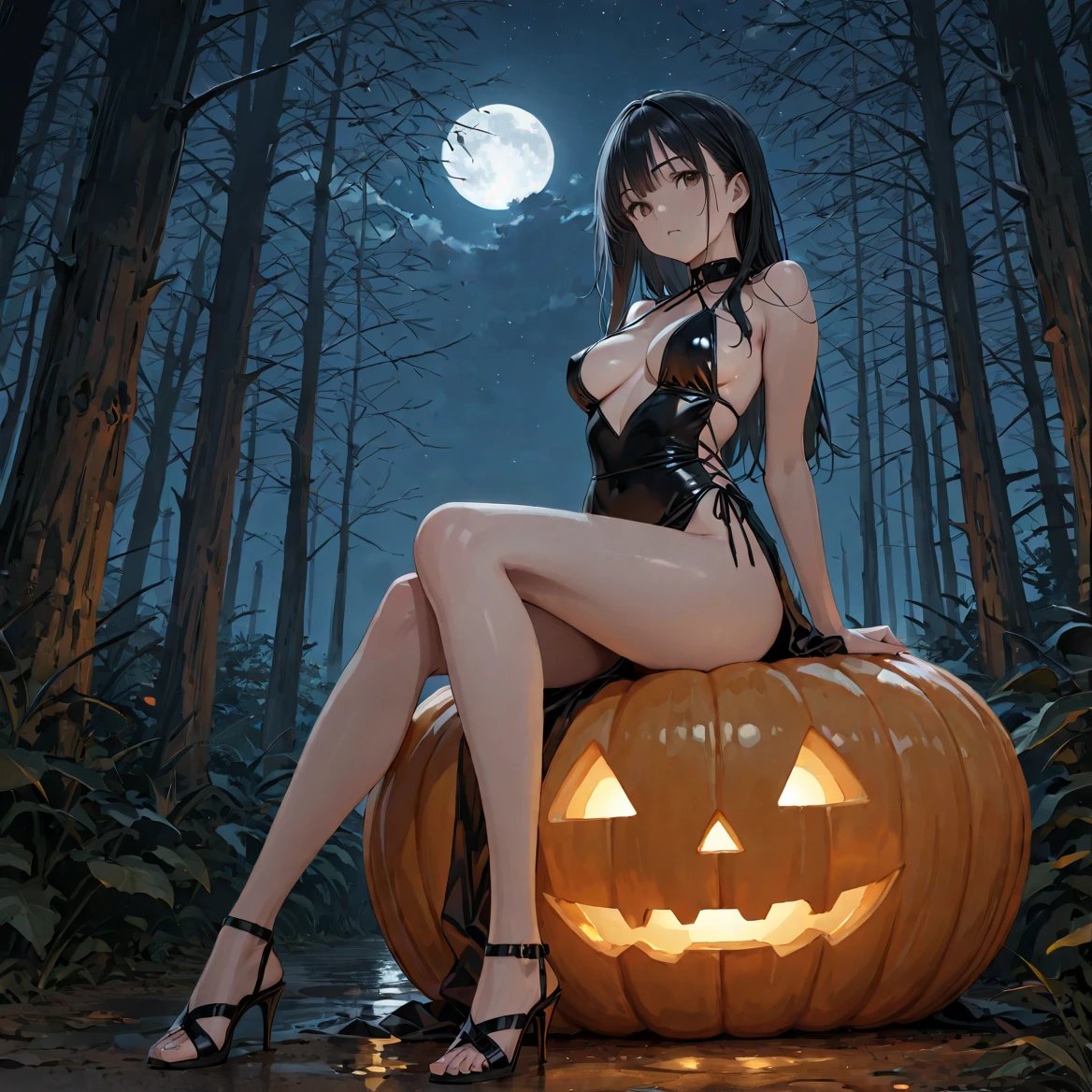 ，no underwares， the feet，Very shy，sitted， the feet，exposed device，cleanness液体，Bigchest，cleanness，Soaked，Hold your thighs from behind with your hands，Emotional expression，fuzzy，taunt，succubi，Unoccluded，There is no lower limit，Mesh socks，Camel toes，halloween，sweat drenched，cleanness， shape，Sit on the pumpkin，Effluent，骆驼the feet趾