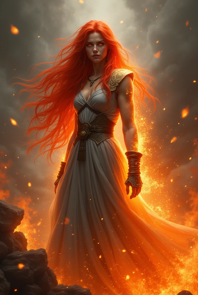 Redhead princess with destroyed clothes and psychic powers