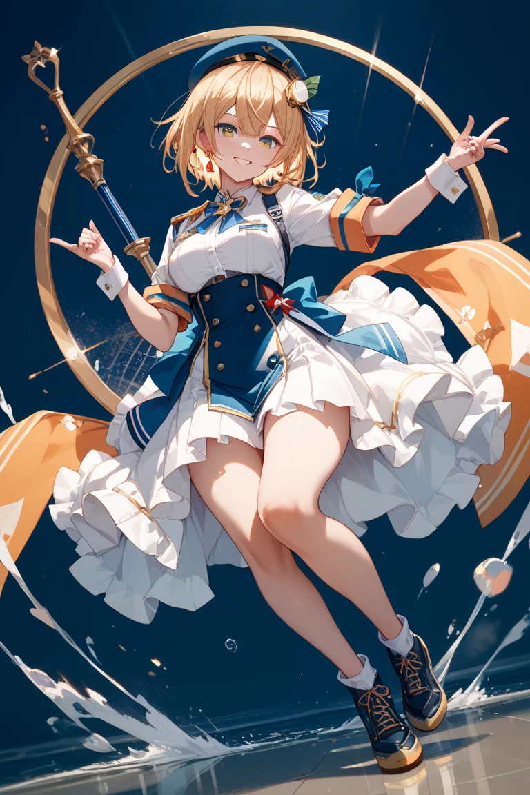 1 girl, bright, blonde, light blue eyes, star motif, short hair, Uniform bangs, colorful hair, Princess, dog, Salem, side light, particles of light, wallpaper, big, Plump, Idol, Idol costume, cute costumes, Great costumes, dress, bikini, Loose, fluffy, smile, kind, clear, swimsuit、restraint、Ahegao、Completely naked、big breasts、big breasts、restraint、rape