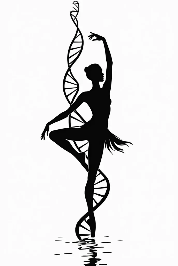 Vector illustration of a dancer in silhouette only in the shape of the DNA genome in black and white style