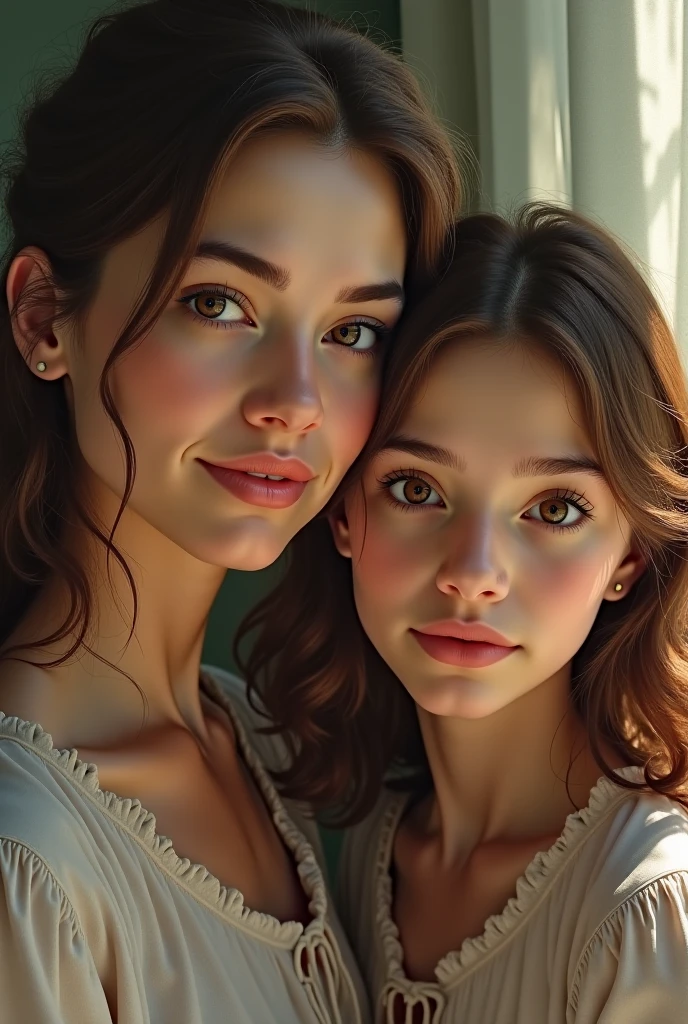 (best quality, Altas, master part:1.2),ultra-detalhado,(Realistic:1.37)
girl hugging an elderly man with love and empathy.
retrato, soft oil painting, pinceladas delicadas
brilhante, natural lighting fine lace details on Eleonora&#39;s white communion dress soft smile on Eleonora&#39;s face, radiating innocence gentle eyes with sparkling light carefully carved features on the elderly man&#39;s face, showing wisdom and experience subtle color palette, emphasizing the purity and serenity of the moment hauntingly beautiful atmosphere attention to the textures of the fabric, capturando a suavidade da roupa, nu
sombras e realces sutis, Enhance the depth and dimension of quality canvas painting, capturando cada detalhe intrincado
assinatura do artista, Agregando valor e autenticidade.