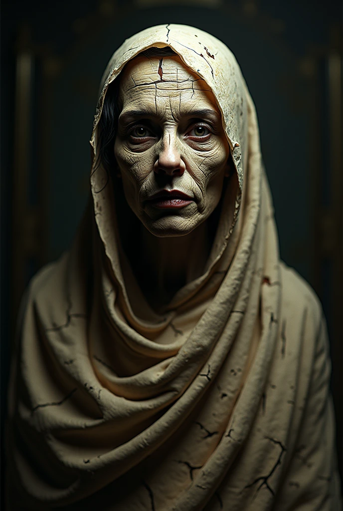 thin body frame, fetal position, in a dig up grave, five big eyes, ghostly white skin, realistic, androgynous, pluto