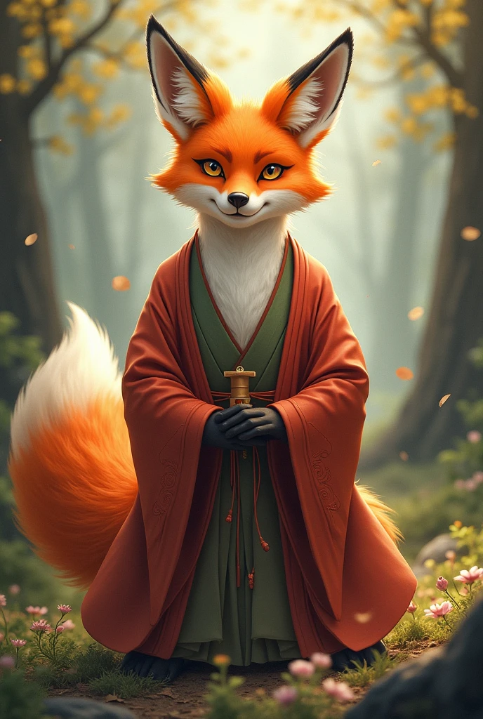 Draw sensei, but let it be a fox, not a human