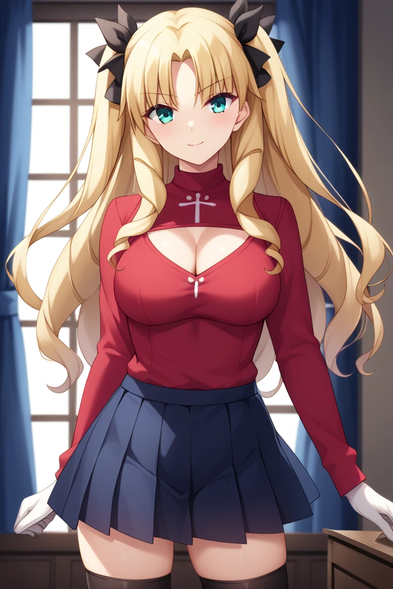 masterpiece, best quality, extremely detailed, anime, girl, 1 girl, young, , long hair, diagonal bangs, blonde, blue eyes, pale skin, glamorous, black thighhighs, cute face, curvy, huge breasts, headphones, pink skirt, open red stadium jacket, white T-shirt, bed sheet, (((((at midnight,))))) (((closed curtain,))) (((dark theme,))) <lora:boldline:-1> <lora:eyecolle_marigold_v100:1> see-through shirt, NSFW, exposed , cute yummy breasts, cute and lewd expression.