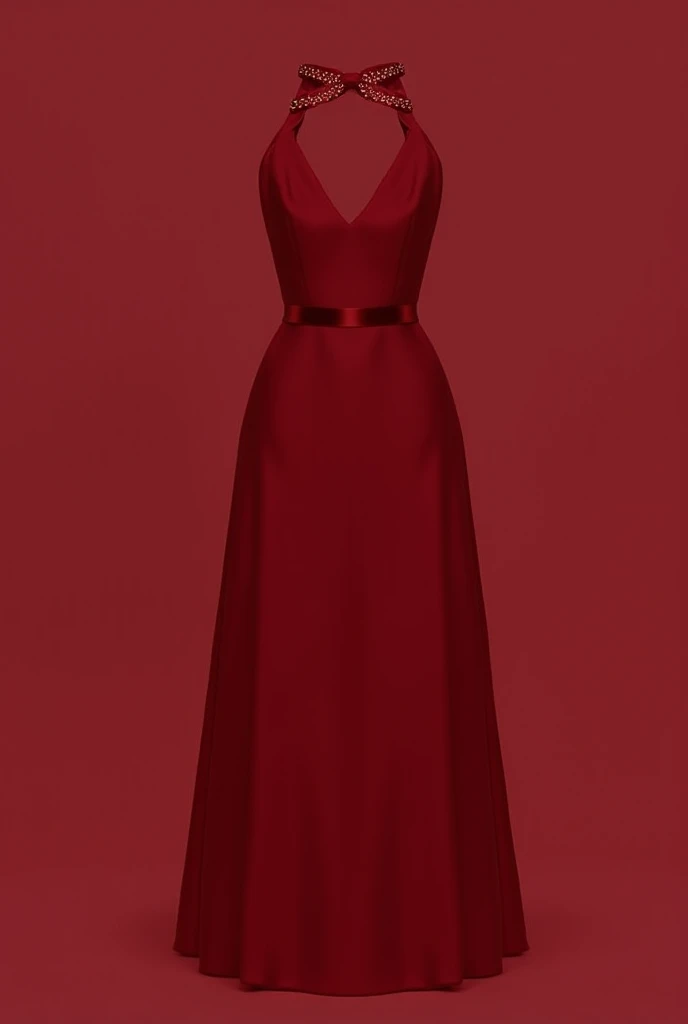 A sleeveless mid length solid red dress with underneath red mesh top with full sleeve and turtleneck