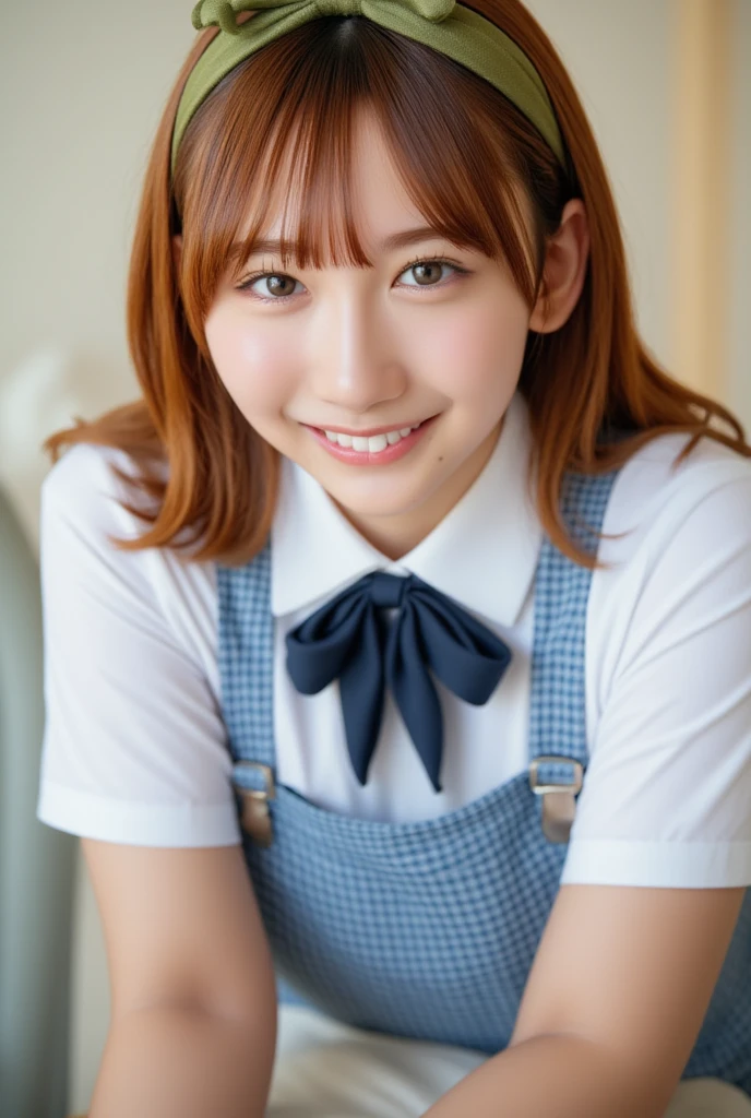 1girl, cute, 16 years old, smiling, look at viewer, sailor uniform, seifuku, photo, realistic, best quality, hires, detailed face, classroom, detailed background, diffused lighting, depth of field, bokeh