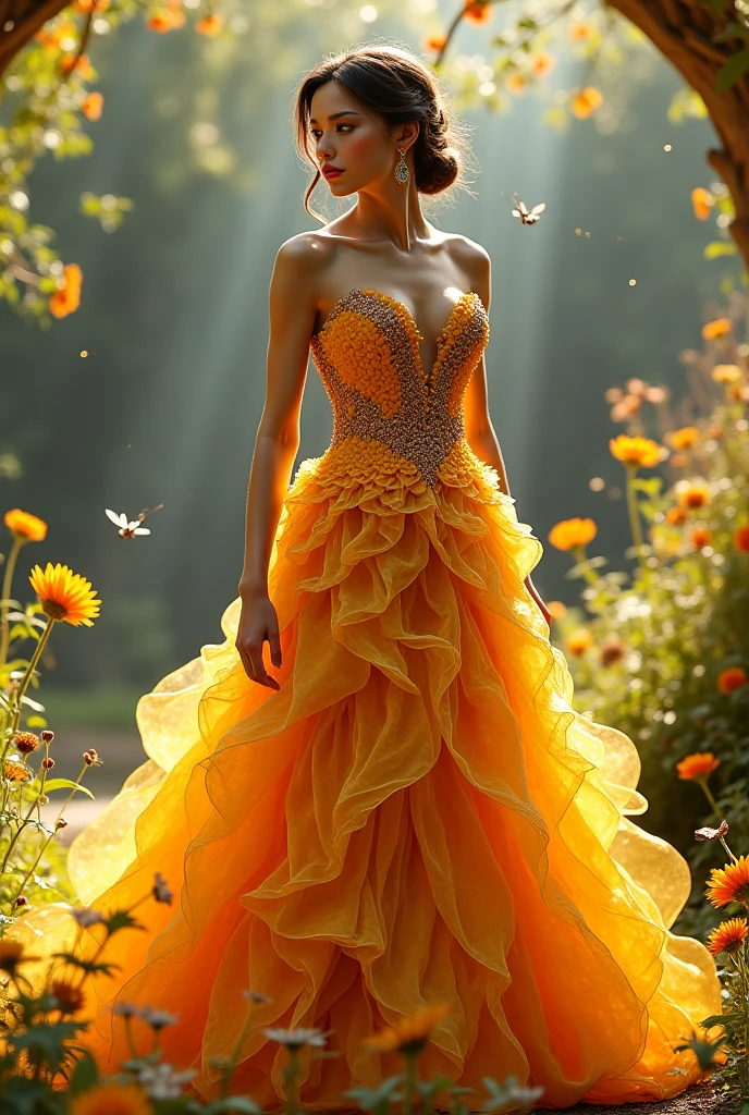 Long Dress yellow stain