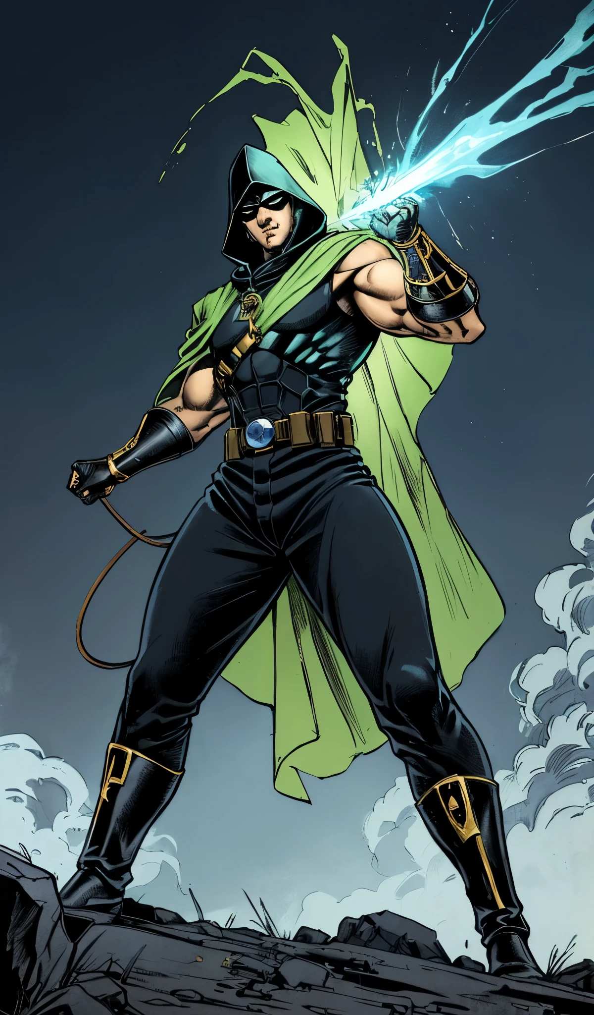 Drawn in 80’s anime art style.
Retro anime. Vintage Anime. Classical Anime.
The outfit is a highly recognizable and iconic superhero suit, primarily black and a little green, designed for both style and functionality. Here’s a detailed breakdown of its elements:
This person’s combat attire is a fusion of medieval warlord aesthetics, cutting-edge technology, and dark sorcery. He wears a cold, expressionless metal mask fused to his scarred face, paired with a reinforced helmet for added protection. His titanium alloy armor, sometimes infused with vibranium, grants superhuman strength, energy projection, and force field generation, making him nearly indestructible. Over this, he dons a fire-resistant green cloak and hood, often enchanted for extra defense. His gauntlets and boots contain built-in electrical weapons, jet propulsion for flight, and shock-absorption systems. A utility belt holds advanced gadgets, anti-magic tools, and teleportation devices, while his armor is infused with sorcery, allowing him to resist and counter magical attacks. His regal golden clasps, bearing the Latverian insignia, sometimes function as power sources or communication devices. This fearsome combination of strength, science, and sorcery makes them an unstoppable force on the battlefield.
This outfit not only provides protection but also enhances the Superhero’s combat capabilities, making them an effective and stylish anti-hero.