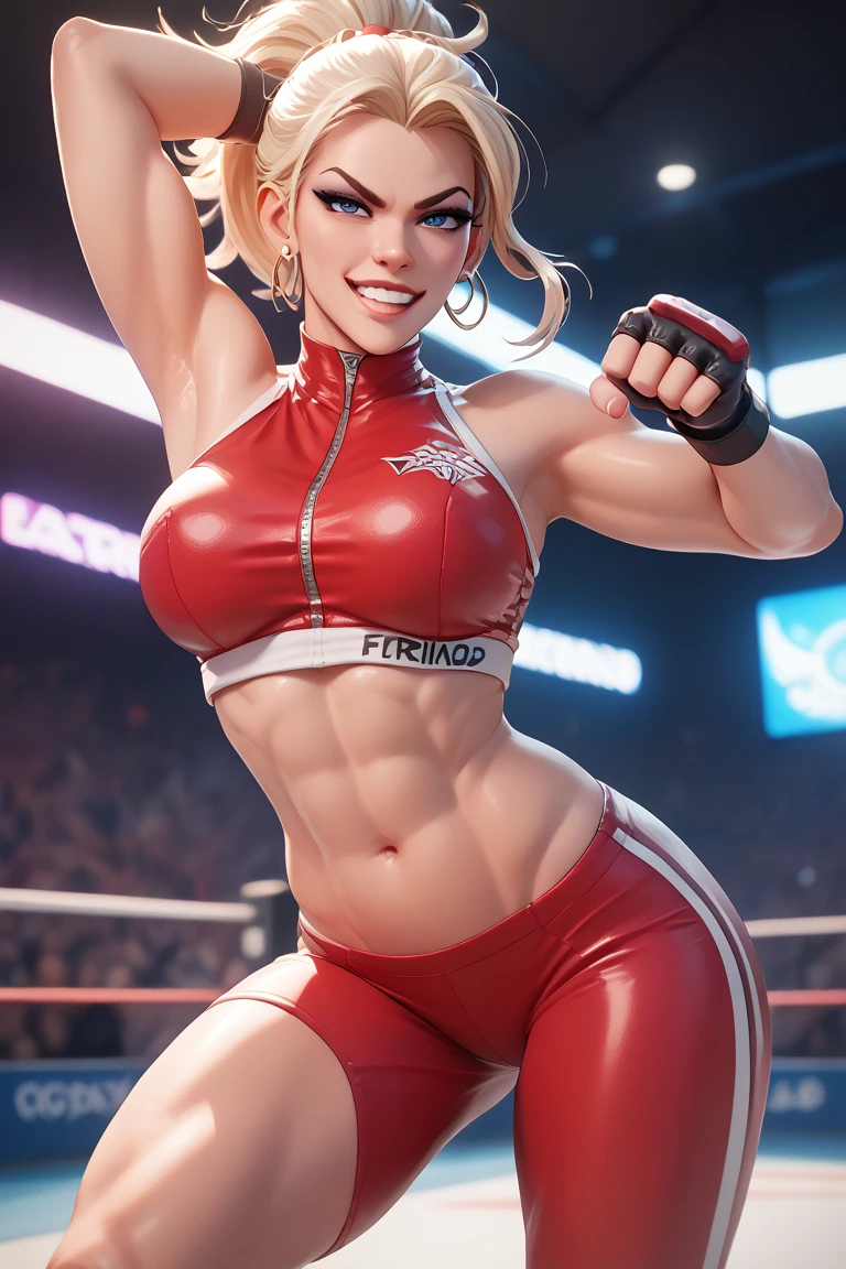 bimbo, huge breasts, big tits, string thong , sexy, Dove Cameron , girl, big lips, wearing boxing gloves, in a wrestling ring