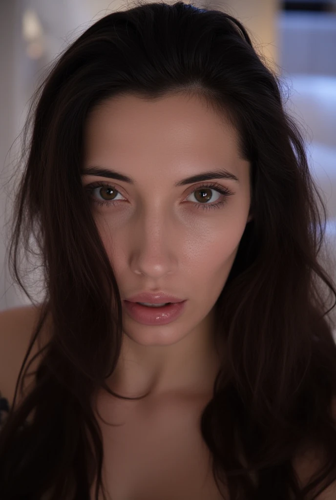 Fashion model 20 years old [[[[closeup cleavage]]]], [[[[boobgasm]]]], [[[[coll]]]], [[[[bshoulders]]]], perfect  eyes, Perfect iris，Perfect lips，perfect teeth，Perfect skin，with fair skin，Skin whitening，Soft front light，hdr，Movie girl，Casual，Bedroom in the background，Beds，The excited expression of sex，Feel satisfied，（pastel colour：1.2）