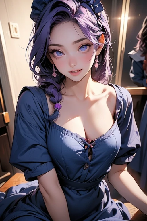 arafed femme pleinement , fille sexy aux yeux bleus, ultra realistic, Meticulously detailed, cheveux blonds selfie d&#39;une jeune femme, Yeux de chambre, violette myers, sans maquillage, maquillage naturel, regarder directement la caméra, visage avec artgram, maquillage subtil, superbe photo de tout le corps à genoux sur le lit, dans la chambre, Medium to large bust, Resistant 