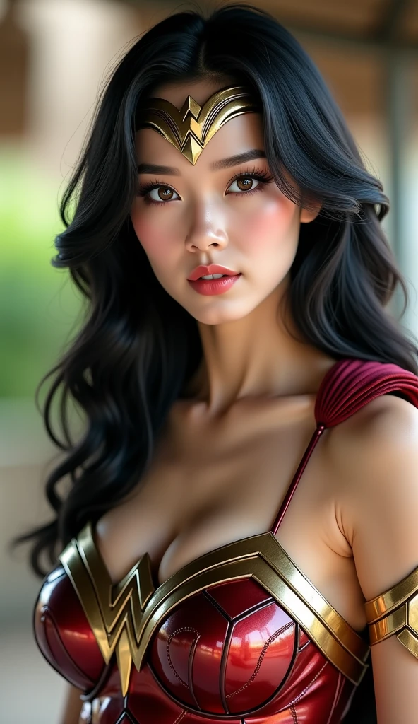 Lucy Pinder, (Jamie Chung), smiling, voluptuous, looking, ((VERY INTENSE MAKEUP))), Chun-li, Face portrait, portrait, (Adele)
