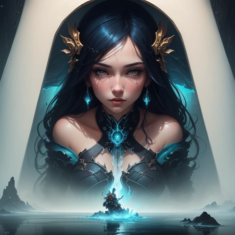 arafed woman with a crown and a veil in front of a mirror, unreal engine render + a goddess, unreal engine fantasy art, cinematic cgsociety, artgerm ; 3d unreal engine, elegant cinematic fantasy art, artgerm julie bell beeple, cinematic goddess shot, unreal engine character art, seductive cyberpunk dark fantasy, art nouveau octane render