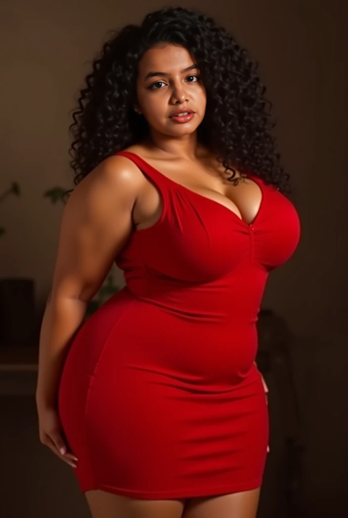 Cardi b wearing red dress with curves and big hips and slim waist and huge breasts GTA 5 style 
