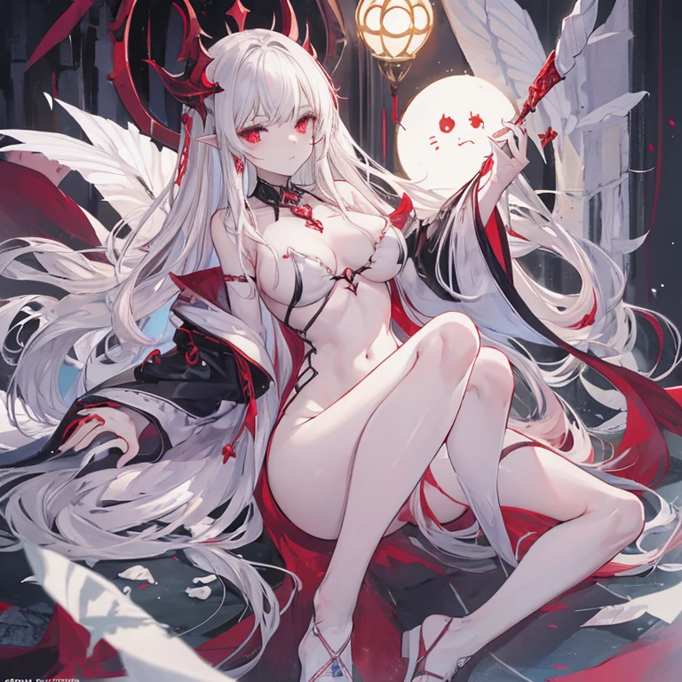  ((best quality)), ((masterpiece)), (detailed), 1girl, Character design, female, dynamic poses, long white grey hair, grey white eyes, very skinny, detailed, best quality, no accesoires around the neck, no shoes, prominent collarbones, skinny arms, flat stomach, visible hip bones, full body, blank white background, plain background, white background, red and white clothing, Bloodborne inspired, occult aesthetic, occult, detailed and intricate steampunk and detailed gothic, NSFW, Very dramatic and cinematic lighting, cosmic horror, grim-dark, side-lighting, perfect face, NSFW, Fluttering lace flared long knee length dress with frilly petticoats, knee length dress, pleated petticoats, petticoats gothic, complex lace boots, side-lighting, gothic aesthetic, wielding a mighty sword with mechanical components, mandalas, small breasts, a fairy, various different types of insect wings, NSFW, full body, whole body, body, plain background, white background, blank background, no background, white background NSFW, chains, full body, whole body, head-to-toe NSFW 