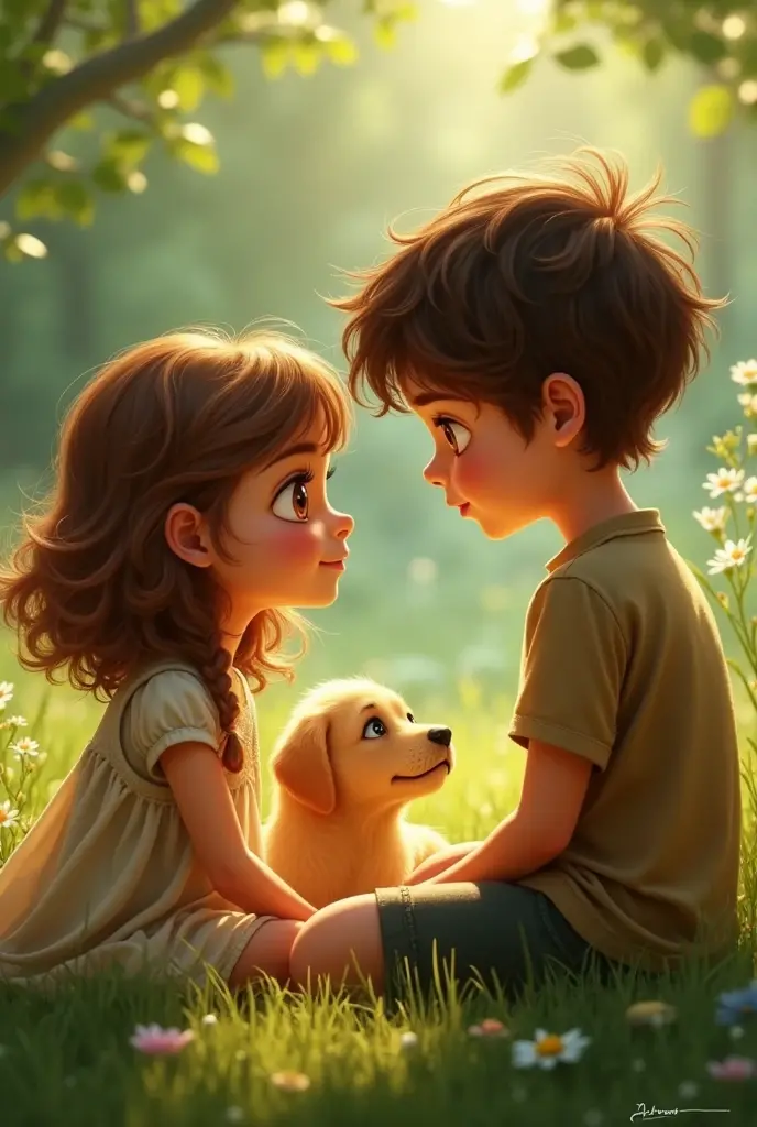 Lila a  girl looked at Max a  boy and Ollie golden hair dog
