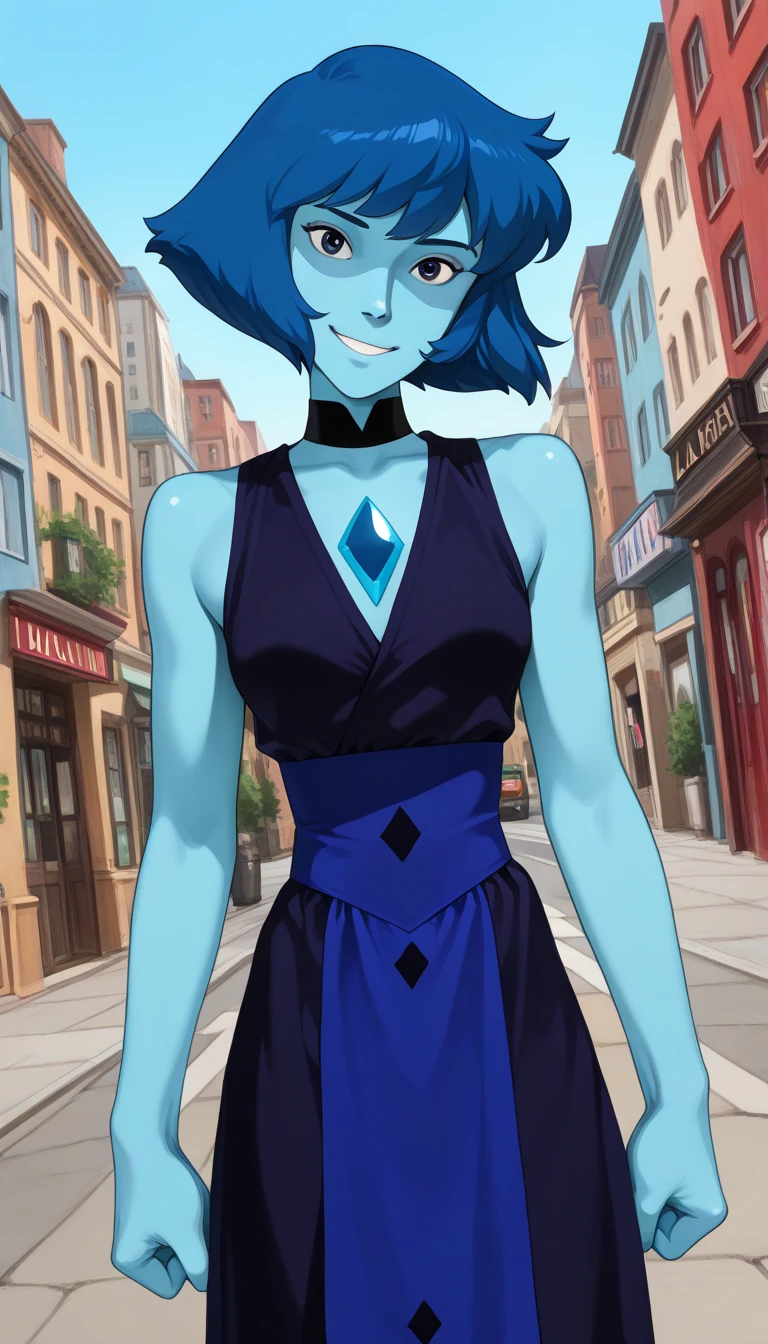 ((masterpiece,best quality)), absurdres,
<lora:Killer_Frost_JLU:0.5>, Killer_Frost_JLU, 1girl, blue dress, blue hair, beautiful face,
solo, smiling, smug, looking at viewer, cowboy shot,
ice background, cinematic composition, dynamic pose,