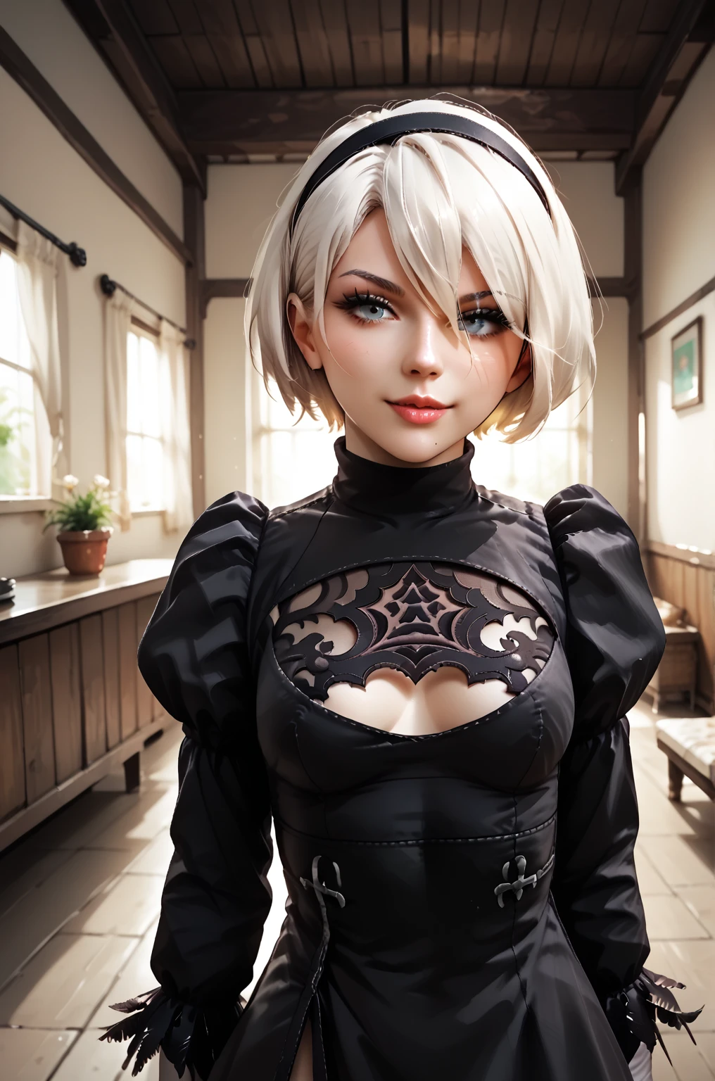 Girl with short white hair
