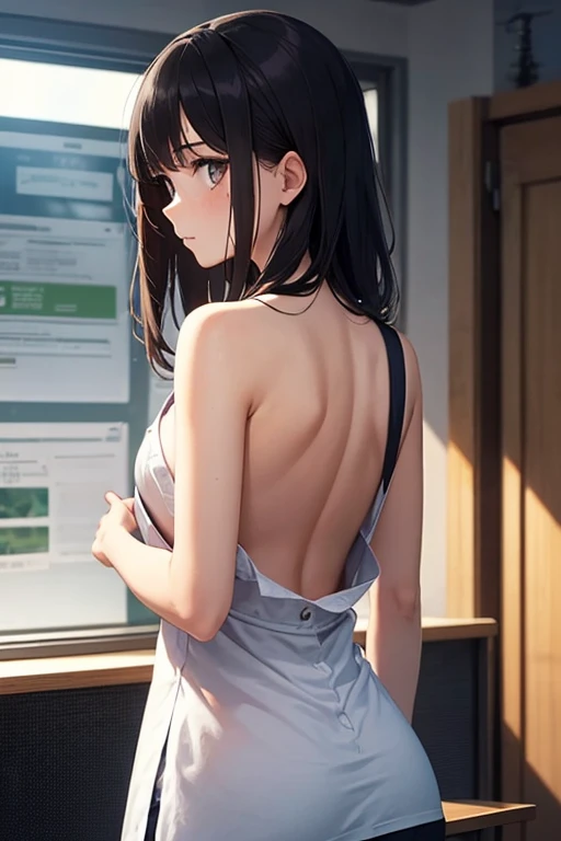 As if looking down(Best Quality:1.2), Super detailed, High resolution, Mastepiece:1,2, Vivid and colorful, Senile, Professional Lighting, Physically Based Rendering, Flat Color:0.8, Detailed illustrations, Realism:1.37, Makoto Shinkai Style, Your name style, Light brown hair, Elegant update,long hair、ponytail,Bun Hair。, Laughing together, Dynamic pose, Selfie, Upper body full sister、necklace、Earrings、bracelet、watch。naked、Show off your full breasts, Areola、Nipples、I love you 、Bitch、Lewd、Small breasts、I can see the pubic hair、The genitals are visible、The whole body is visible、Anime drawings、Illustration。land、The whole body is visible、All naked、