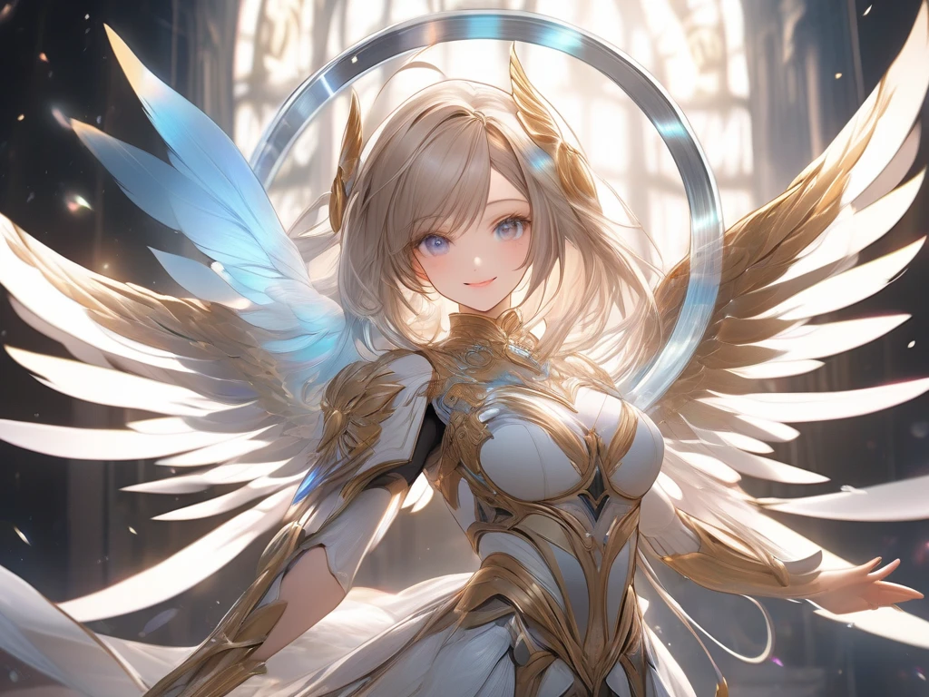 cosmic fallen angel, olhos claros brilhantes, Biomechanicals, estranho, assustador, Pesadelo, cores muito brilhantes, light particles, com luz brilhante, Mshiff, Arte do papel de parede, Papel de parede UHD