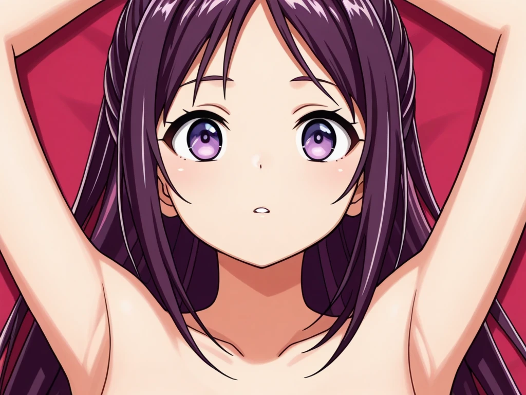 (((anime style,completely naked,nipple,small breasts ,,Overflowing,beautiful breasts,naked))),((upward glance,pubic hair,pubic hairまんこ,,full of sweat,sweaty,,Ahegao,M-shaped spread legs,crawl on all fours,spread your legs,Looks embarrassed,blush)),,on the bed,(from directly above撮影,looking at the camera,pubic hair),from directly above