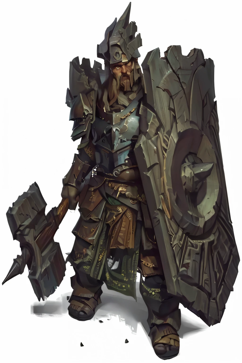 (full body image, forbidden to cut or not to appear from head to toe, PNG format , transparent background, white background, Tema da hard armor, rpg) &&&&& (high quality, masterpiece) &&&&& A guy with thick and heavy metal armor, Dark hair with a huge and big physique, wide shoulders and heavy armor