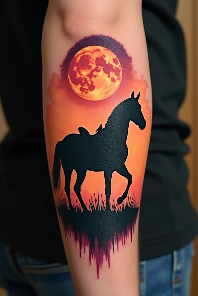 year of the horse and taurus astronomical sign sleeve tattoo 