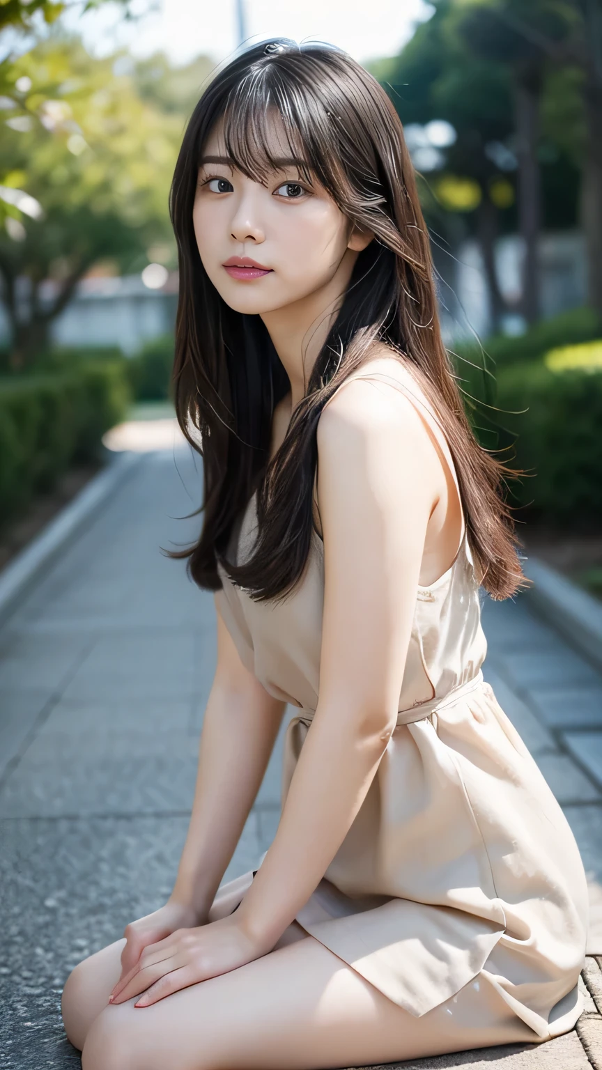 ,one girl、beautifully detailed eyes and face、bare feet、cute Japanese girl, ((extremely accurate and accurate anatomy:1.0)), (photo realistic:1.4), (hyper realistic:1.4), (top quality realistic skin texture:1.4), ( quality improvements:1.4), (enhances the beauty of skin texture:1.1), Clean, glowing skin, mesh, thin:1.2, (realistic:1.3), realistic lighting, (  smoother lighting  :1.05), (Improving the quality of cinema lighting:0.9), Backlight, A gentle light for your face,  Ray tracing , ( bright light:1.2), 32K, one Japanese woman, fine grain, detailed face, (filmgrain:1.1), high definition,  natural appearance ,  kind eyes , Improves hair quality, Delicate light and dark , Graceful posture, sharp details,  soft light reflection,  beautiful outline, delicate skin color, Thin hair , ((( Clear Day、Strong Wind Is Blowing、 her hair is fluttering、 sunshine、 clear))),uniform、HIGH SCHOOL GIRLS