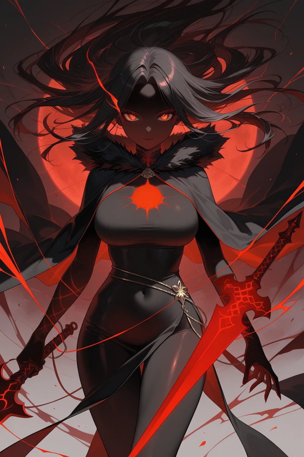 Dark and mysterious,night,Medium shot,Depth of Field,Blood Rain,A gothic anime girl,Holding the Death Scythe,哥特式非同寻常的Artistic masterpiece,full-body shot,heavily clouded,unforgettably beautiful,Ethereal moonshine,Eerie Shadows,Strong contrast,Creepy,Artistic masterpiece,Detailed texture,dark palette,Disturbing atmosphere,Impressive artistry,Fine details,Gothic architecture,Dramatic Lighting,Os tons vibrantes de vermelho,an ominous,Strange symbols,Surreal elements