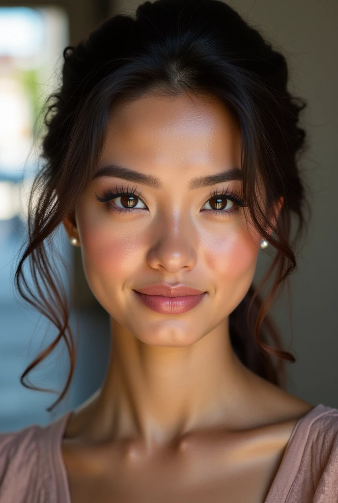 (((Face close-up)))､Attractive 25 year old woman, one person, (((so beautiful 25 year old woman))), cute、If you look at this､ Adult female, Curved body, Thick body,  A voluptuous figure and especially large breasts, DD size breasts, Her body remains well-proportioned and attractive even in middle age., Detailed face､Detailed body､So cute face, Glossy Lips, Double eyelids on both eyes,Natural Face、Natural Makeup, Long eyelashes, Shiny and smooth hair､Perfect limbs, Perfect Anatomy, (Wet with sweat), sexly､smile､Dark black hair, Shoulder-length hair, Dark black hair in a Shoulder-length hairstyle, Black Eye, Hair tied up on top of her head, Mature face, so beautiful, loose tops, pants, Punk-style clothing, tracing, City Street. masterpiece, 最high quality, high quality, High resolution, (((Face close-up)))､Face close-up　