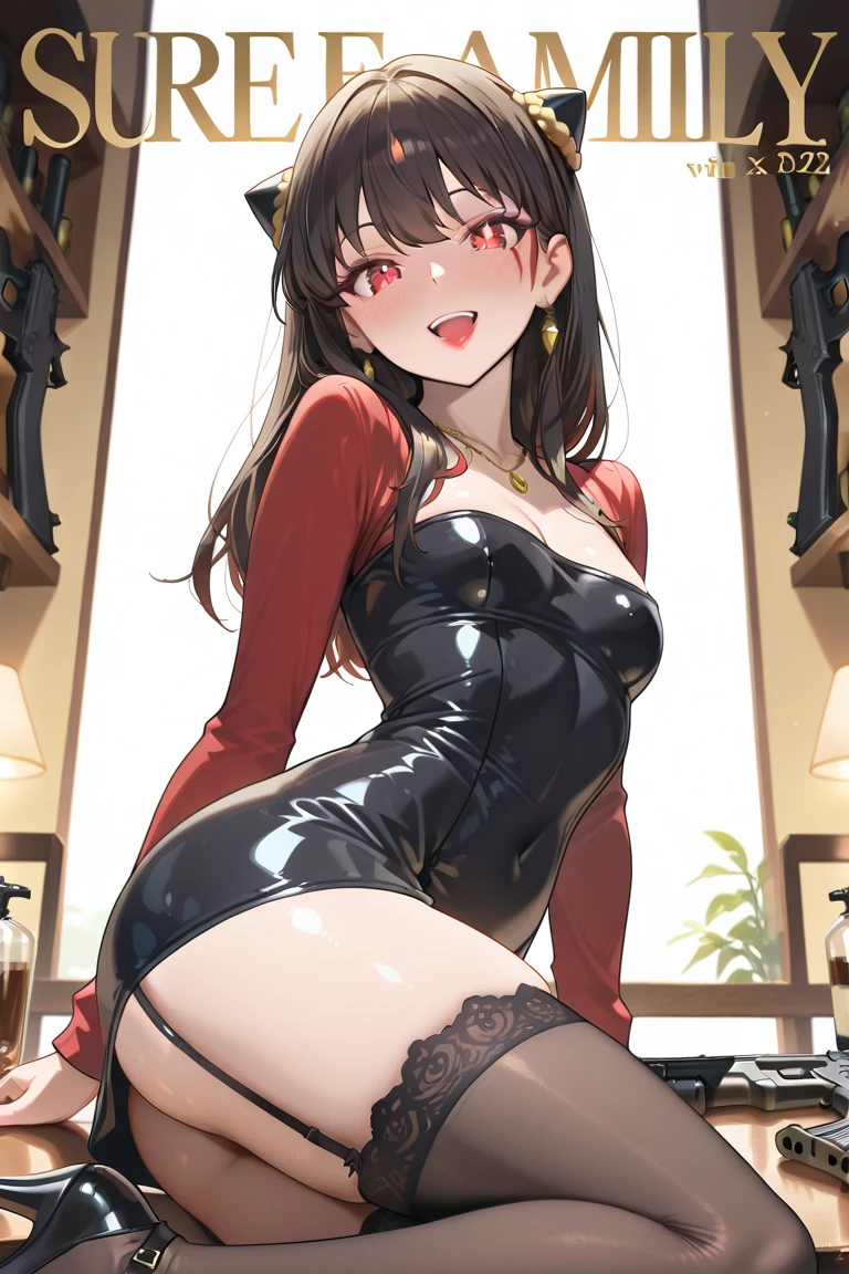 (Masterpiece, top quality, high resolution, realistic photo, realistic looking skin:1.1),
(The woman is sitting on a sofa in a city hotel lounge:1.8),
(She is sitting with her legs closed: 2,0),
(Please give me a panty shot of the woman looking straight ahead:1.8),
(smiling face:1.5),
(She is wearing a black short-sleeved turtleneck knit mini dress:1.8),
(The dress is quite tight and shows her curves:1.8),
(The dress has a pattern on the breast: 1.2),
(She is wearing black middle boots: 1.8),
(She is wearing a pair of inseam stockings with a flashy pattern, matching the length of both legs: 1.8)
(Panties are a loud color pattern: 1.2),
(She wears panties tightly: 1.8),
(Legs are small in volume: 1.8),
(Brown hair in a middle ponytail:1.5),
(Small face:1.5),
(D-cup breasts:1.5),
(Location: a bench on a sofa in a lounge of a city hotel:1.5),
1 Japanese girl, solo, full bodied esbian, beautiful eyes, glowing eyes, glowing thighs, NSFW
