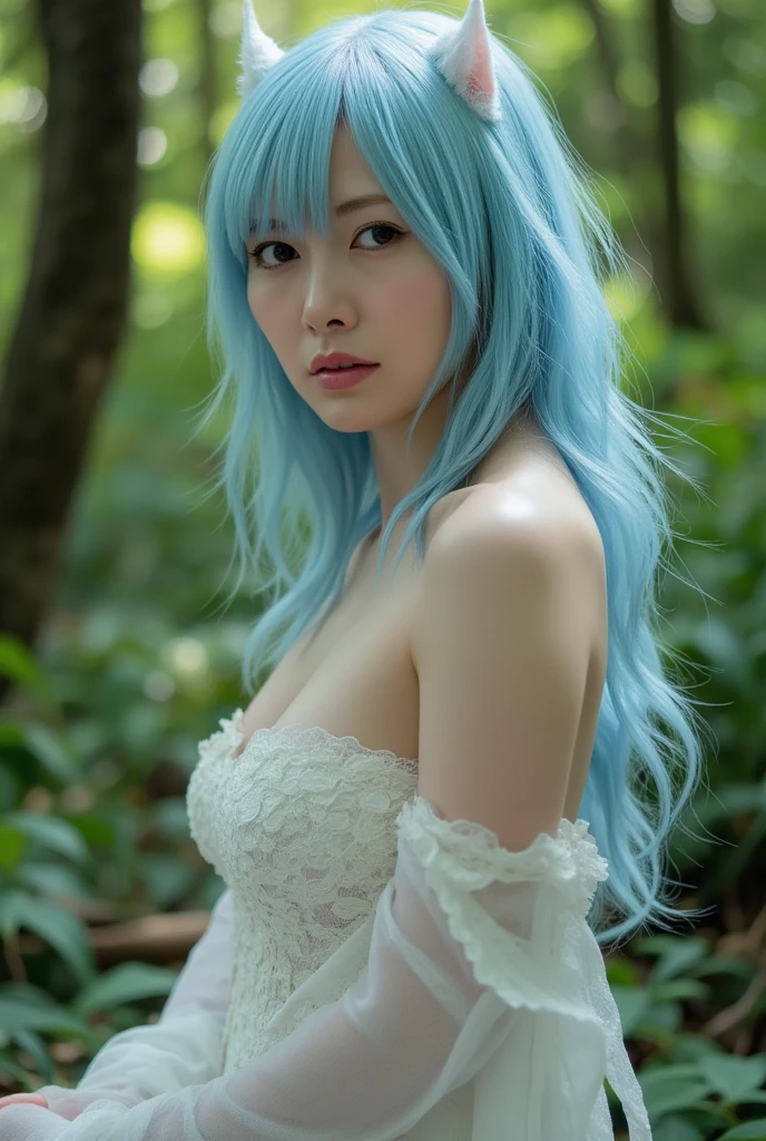 Bunny girl、Big Tits、AIBeauty、リアルBeauty、forest、Light blue hair