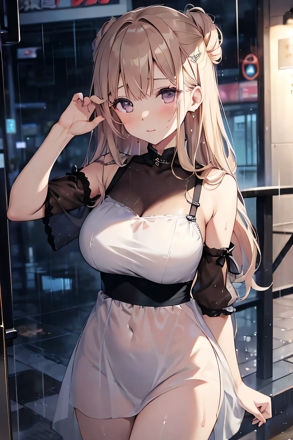 score_9, score_8_up, score_7_up, source_anime, aaisuzu, solo, long hair, antenna hair, ponytail, hair bow, breasts, <lora:sento_isuzu_xl_pony_v1:0.9>, night, street, city, standing, cowboy shot, sweater dress, sleeveless, ribbed sweater, handbag,