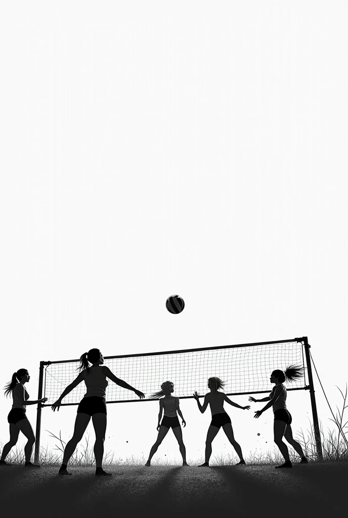  volley ball league Silhouette black and white 