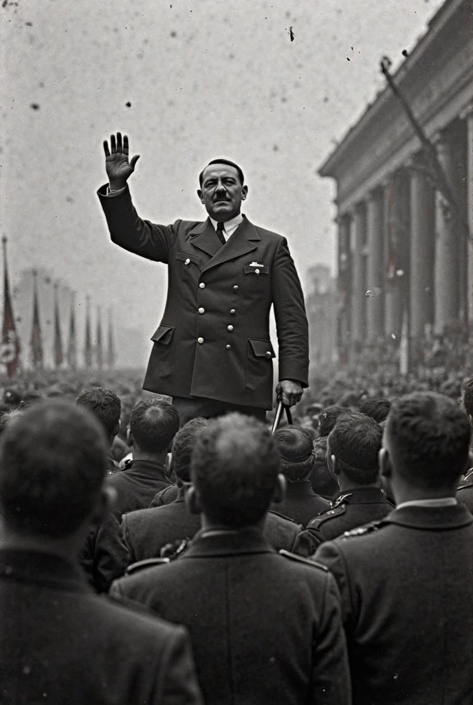 Based on this image, make this military man an evil face, with striking and beautiful clothes.