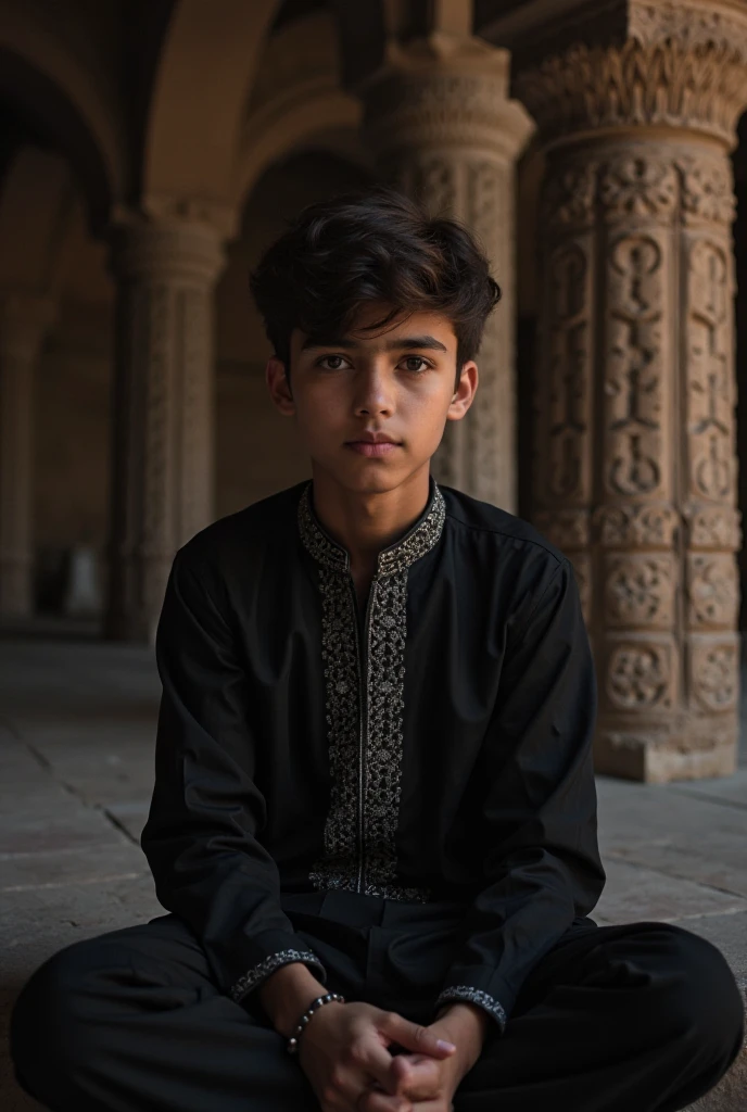 Create a yong boy pic age is 15 to 16 whose wearing beautiful pent shirt colour is white and black and wearing a diamond 💎 watch ⌚ in a hand boy like Pakistani generator more and he is standing