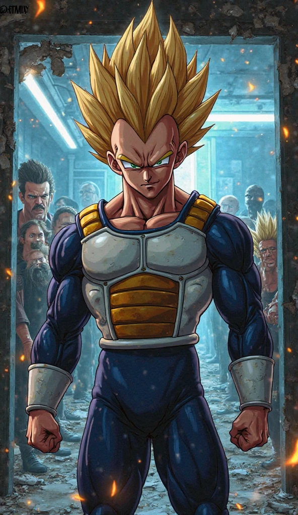 Vegeta in a bad mood after having his hair washed
